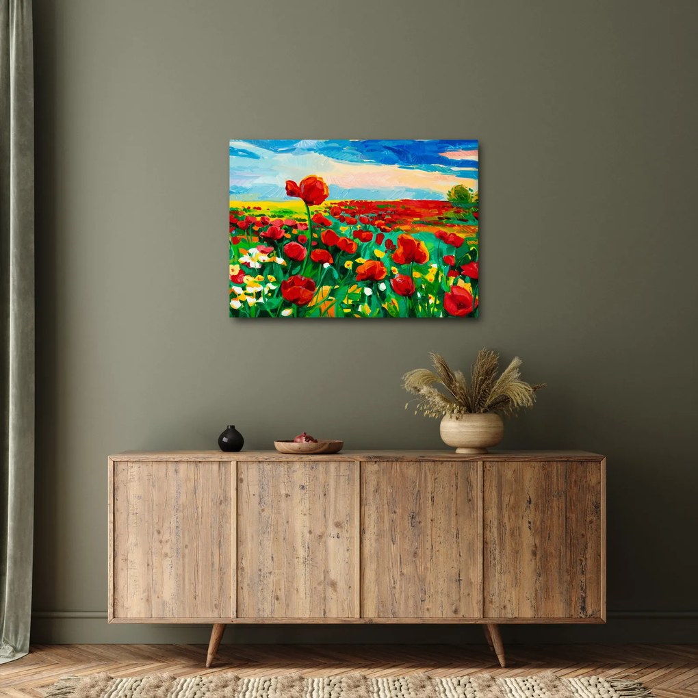 Obraz poľa s vlčími makmi (70x50 cm)