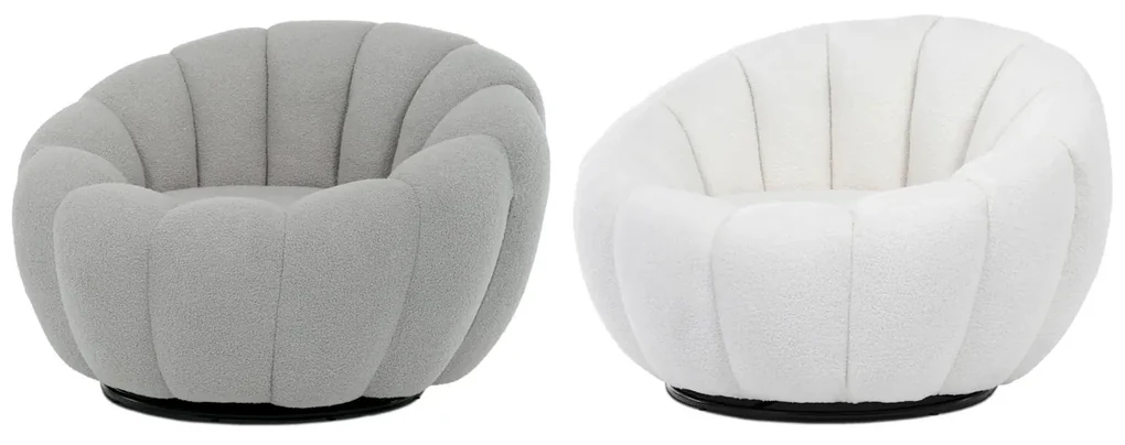 Autronic - Křeslo relaxační, látka bílá Bouclé, otočné. - AK-341 WT2