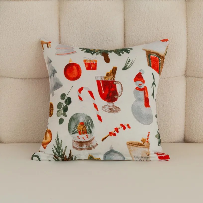 Obliečka na vankúš z mikrovlákna FESTIVE MAGIC 45x45 cm, biela