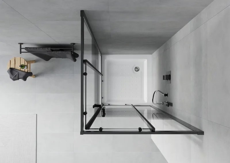 Mexen Rio štvorcová sprchová kabína 80 x 80 cm, čierne pásy, čierna + sprchová vanička, biela - 860-080-080-70-20-4510