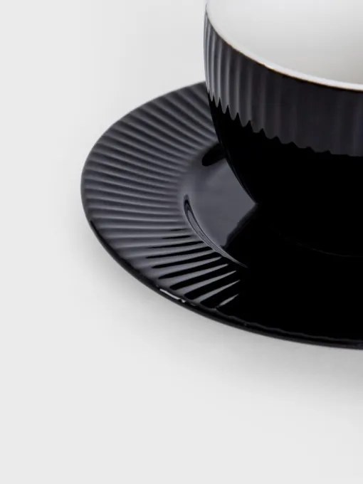Šálka SIENA s podšálkou, čierna 733307 240 ml