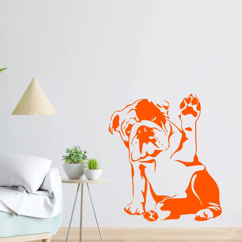 Veselá Stena Samolepka Buldog Farba: žlutá, Veľkosť: 40 x 35 cm