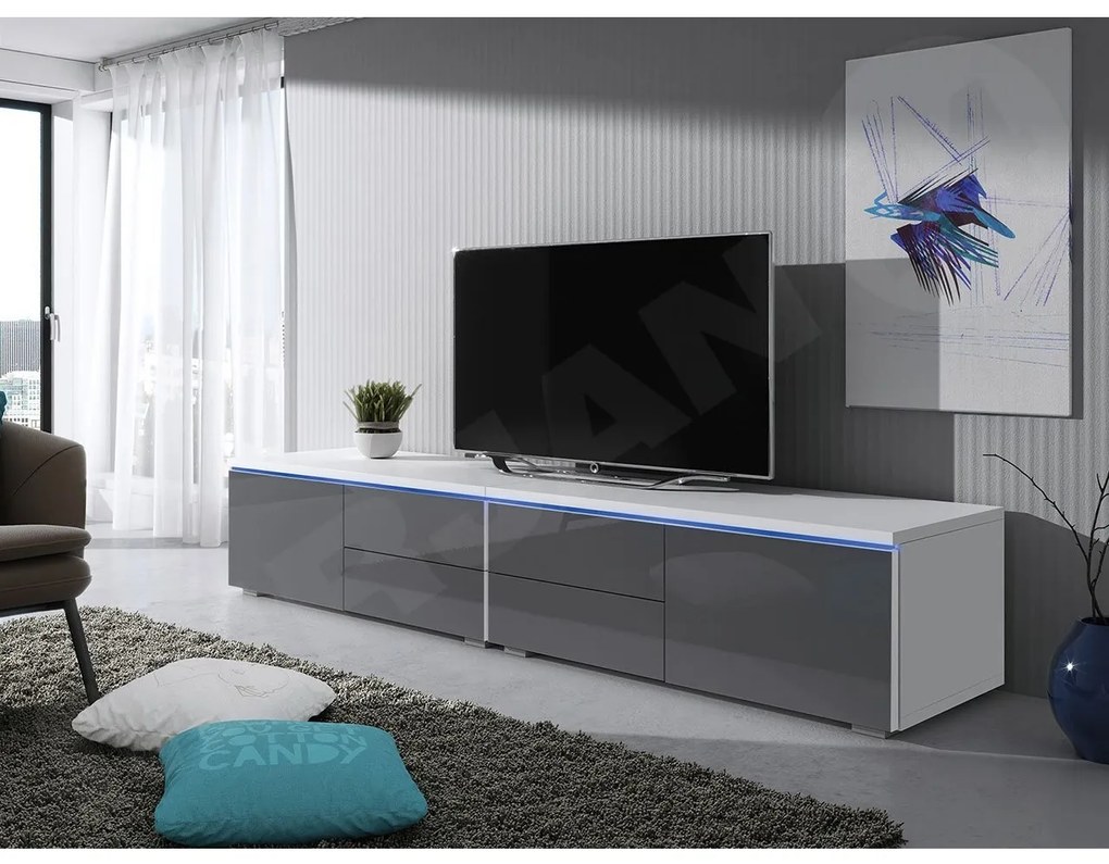 TV stolík Cleo XI Double, Farby: biela / biely lesk