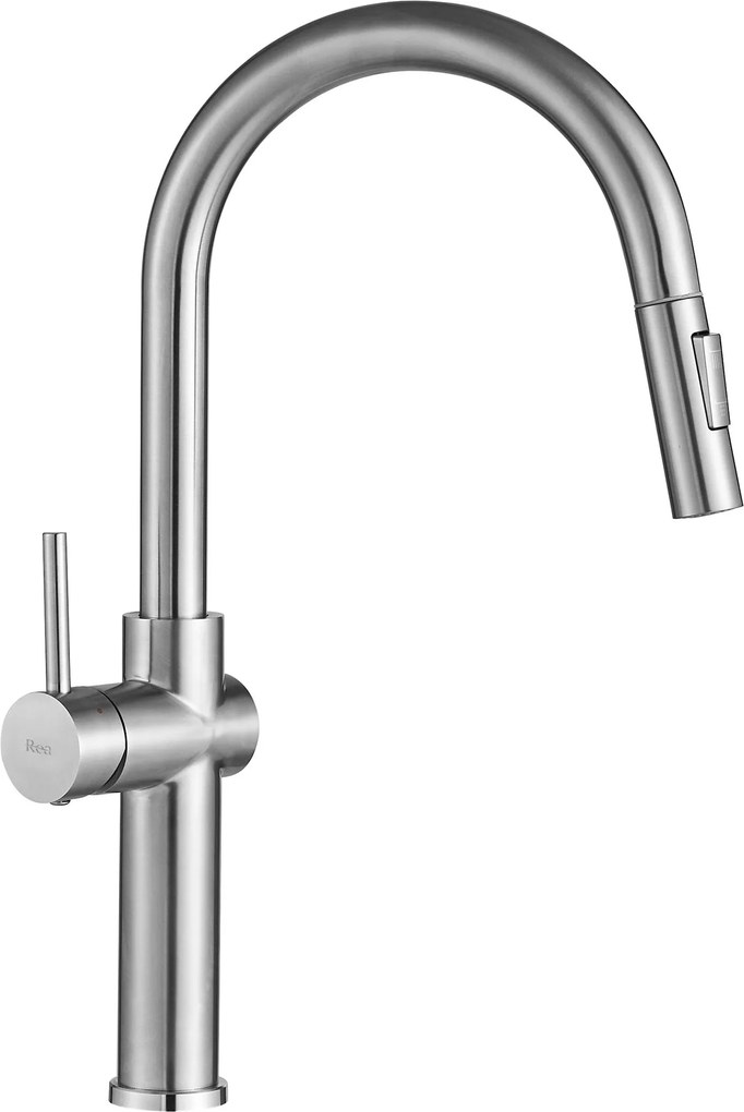 Rea Fresh High, kuchynská batéria s výsuvnou spŕškou, brúsená oceľ, REA-B6330