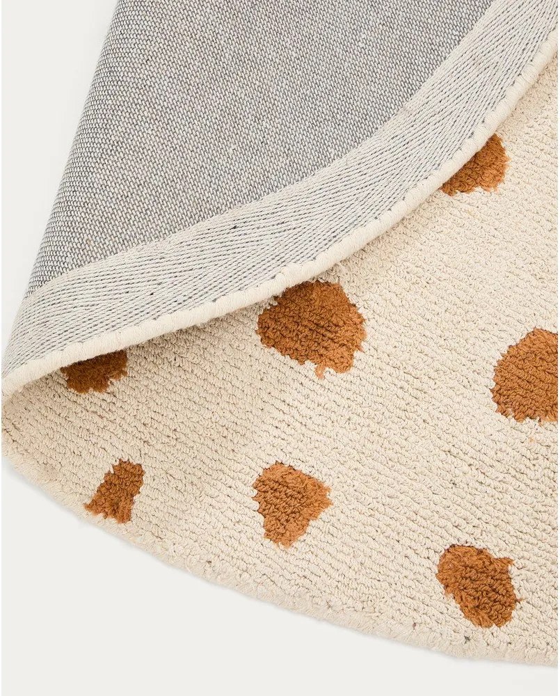 Krémový prateľný/ručne tkaný bavlnený detský koberec ø100 cm Tandani – Kave Home