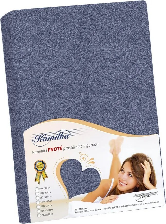 Bellatex Froté prestieradlo na vysoký matrac modrosivá, 180 x 200 + 40 cm