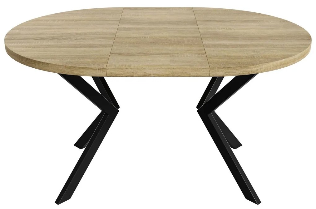 Okrúhly rozkladací jedálensky stôl MARION 120-196cm šedý betón Farba nôh: biela