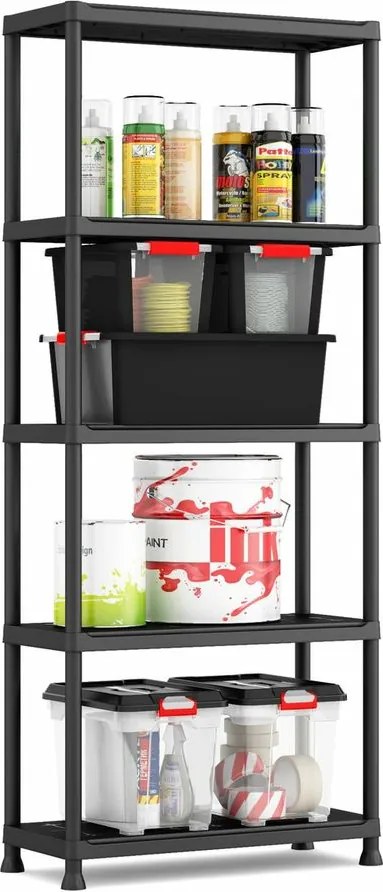 KIS-KETER Tribac 009509BK Regál Plus, 5 políc, šírka 75 cm