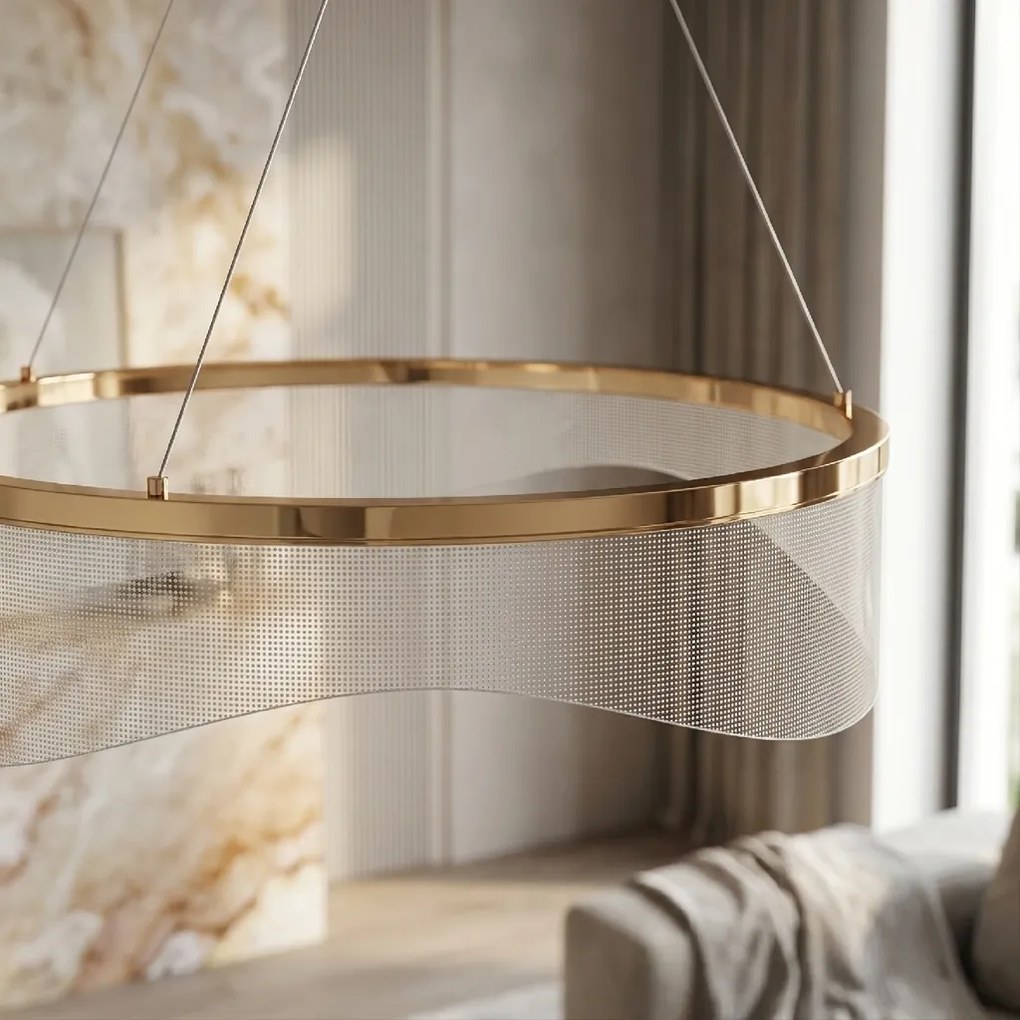 Toolight Toolight, LED závesné svietidlo 40cm, 20W, 1500 lm, G144-CP, zlatá, OSW-04700