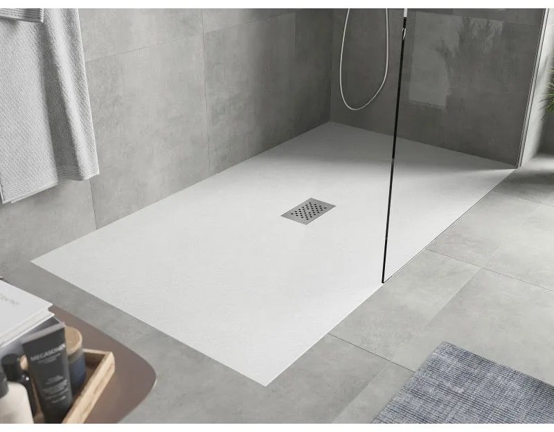 Mexen Hugo, obdĺžniková sprchová vanička SMC 150 x 100 cm, biela, oceľová krytka, 42101015-X