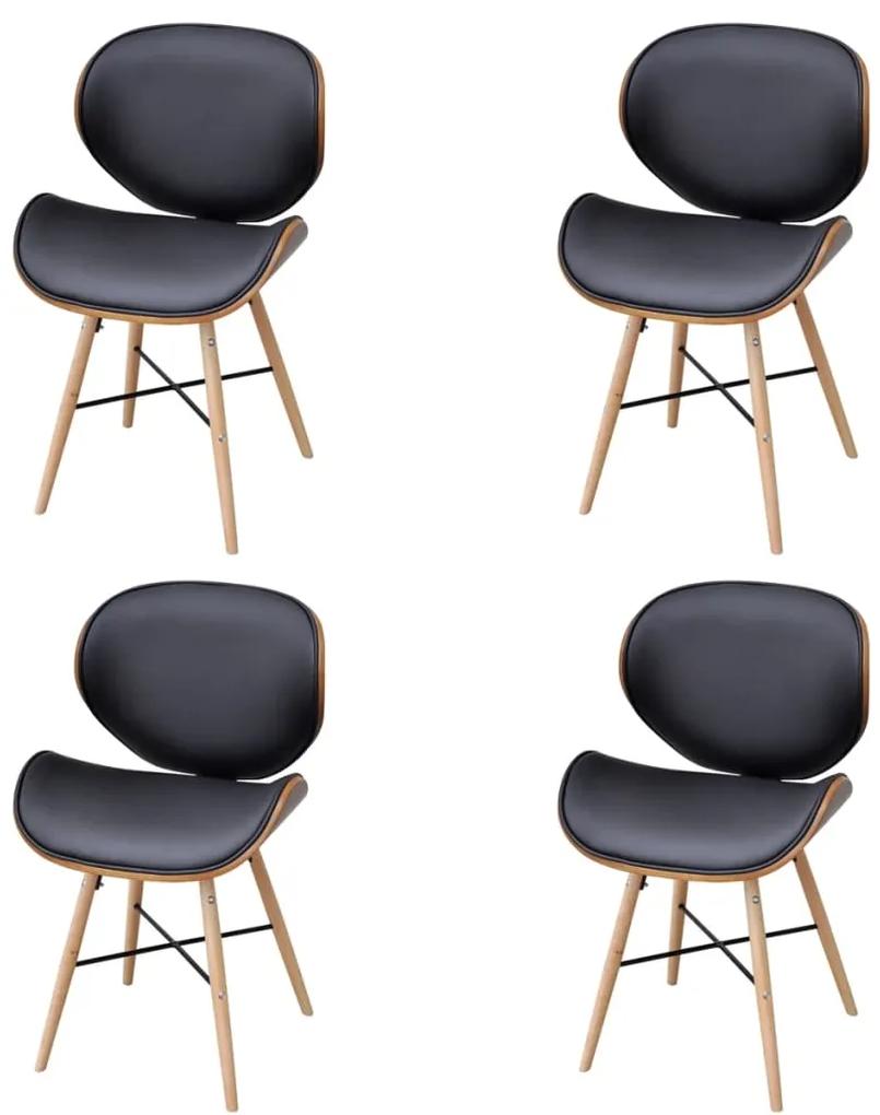 Jedálenské stoličky 4 ks, ohýbané drevo a umelá koža