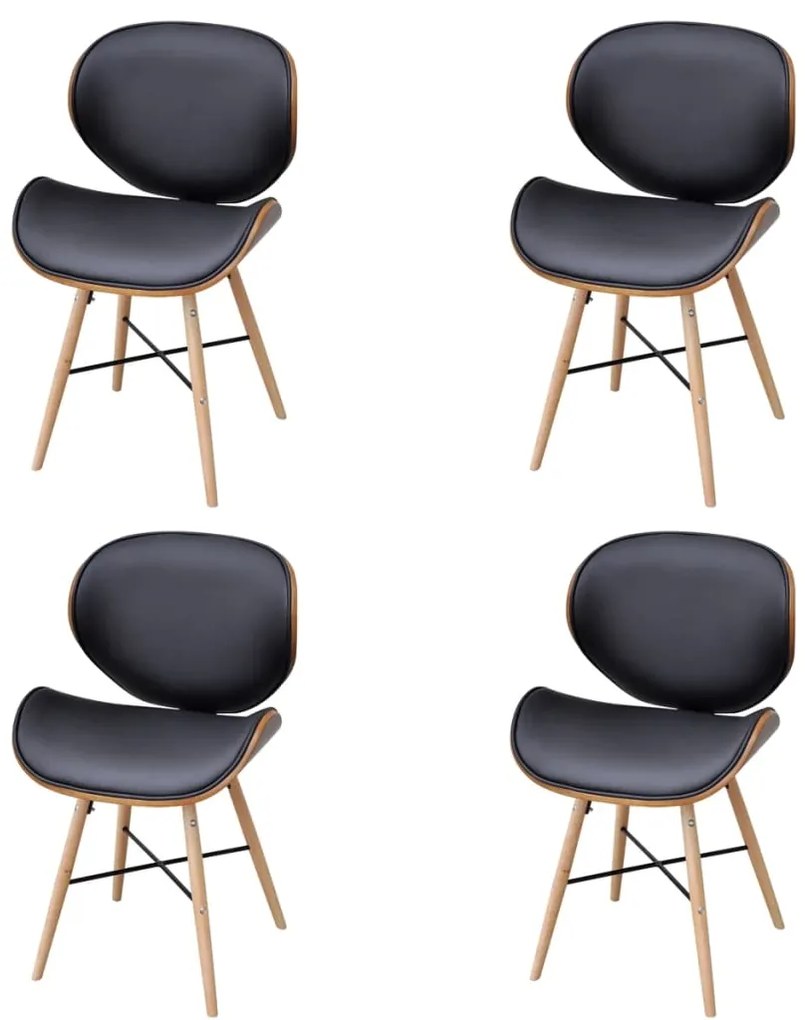 vidaXL Jedálenské stoličky 4 ks, ohýbané drevo a umelá koža