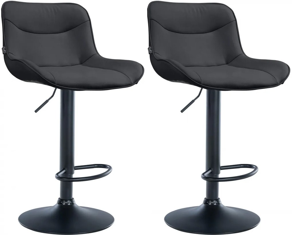 Design-Shop 2x Barová stolička Vonore - koženka, čierny rám - Čierna