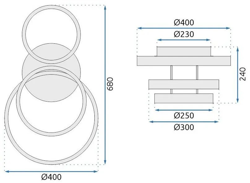 Toolight Toolight, LED stropné svietidlo 68x40cm, 42W, 4000K, 3000lm + diaľkové ovládanie, G004-C, zlatá matná, OSW-09745