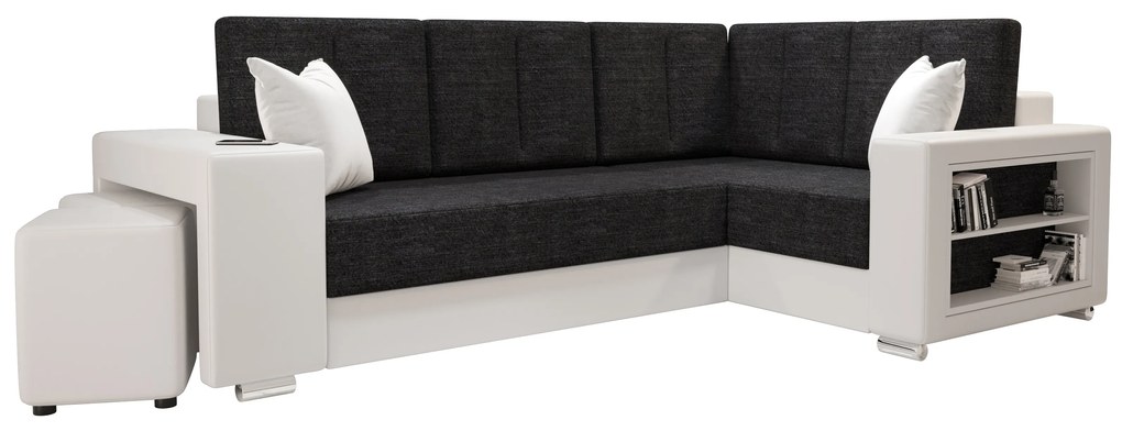 Rohová sedacia súprava Lush (čierna + biela) (P). Akcia -20%. Vlastná spoľahlivá doprava až k Vám domov. 1062060