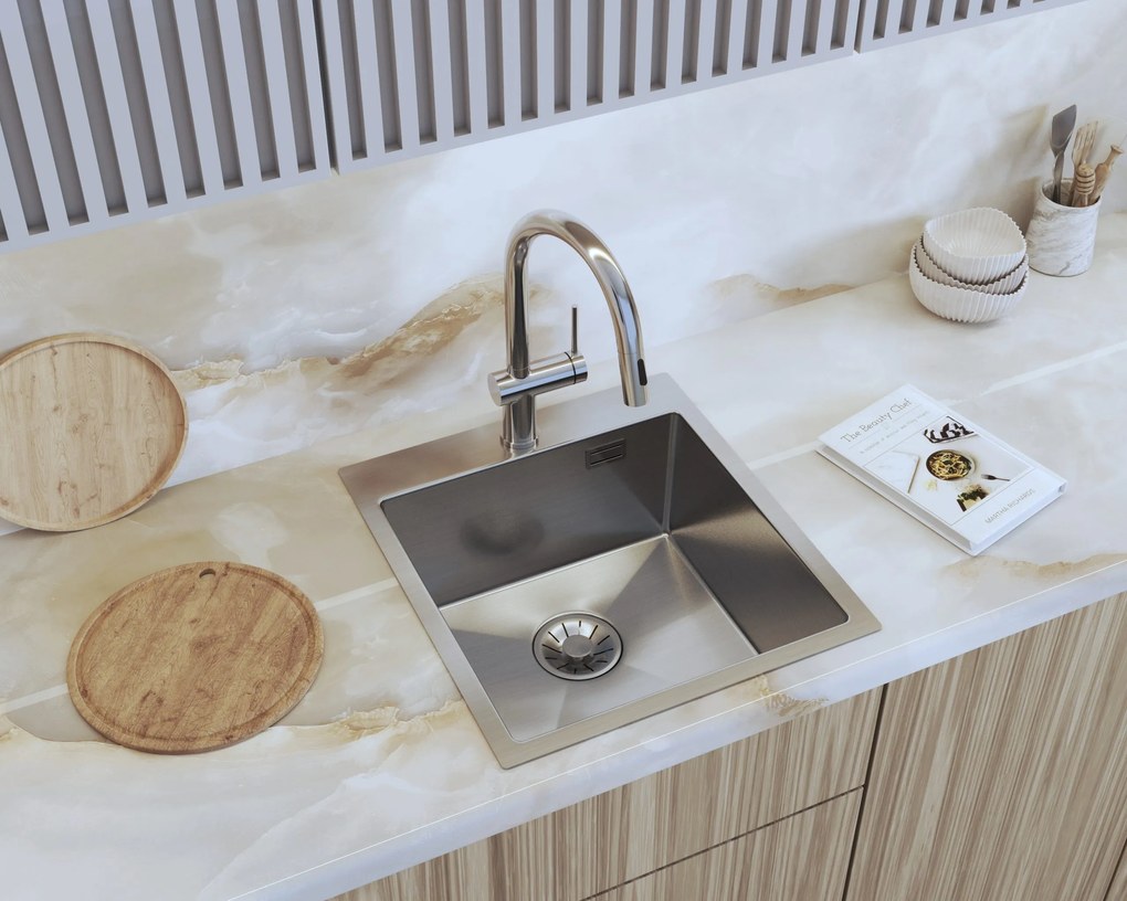 Gamma Gamma, 1-komorový nerezový drez 450x500x210 mm, oceľová, GMA-S4550-CH