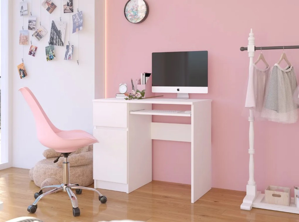 Písací stôl PIKSEL 90 cm biely ľavý