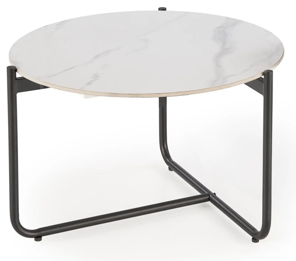 Konferenční stolek Acuna 60 cm bílý mramor/černý