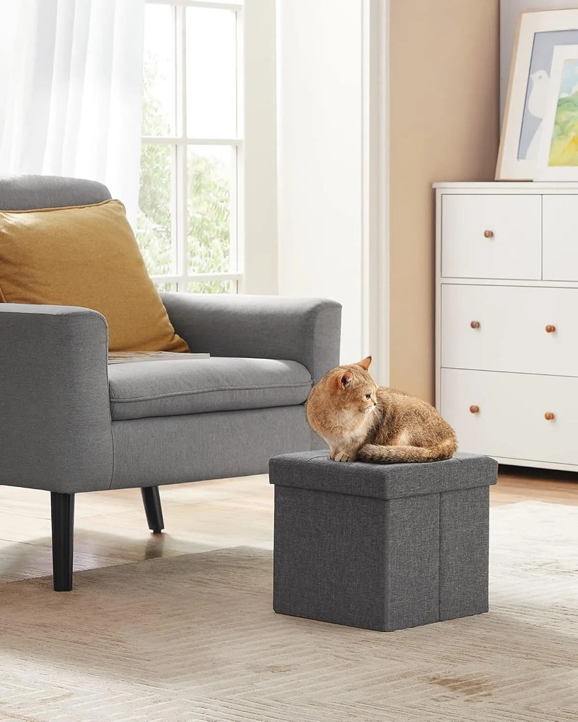 Taburet s úložným prostorem Nestro 30 cm šedý