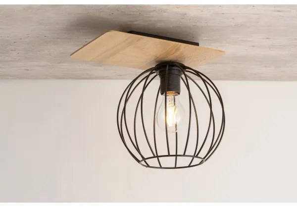 Prisadený luster CYBER 1xE27/60W/230V drevo/čierna