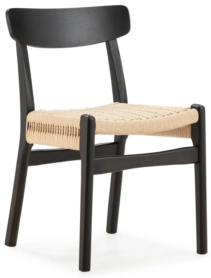 Čierne jedálenské stoličky v súprave 2 ks z kaučukového dreva Biel – MOME