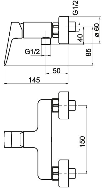 Novaservis - Sprchová batéria NOBLESS EGO matná čierna