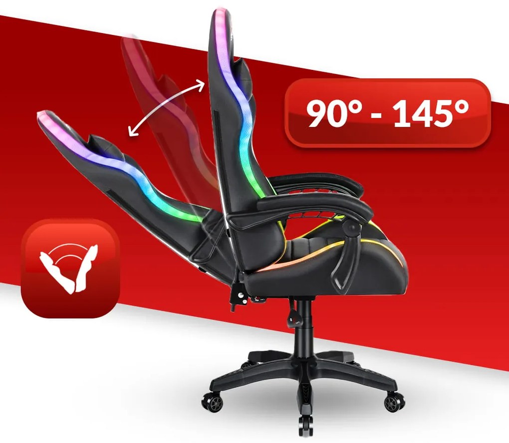 Hells Herné kreslo Hell's Chair HC-1003 LED RGB podsvietenie