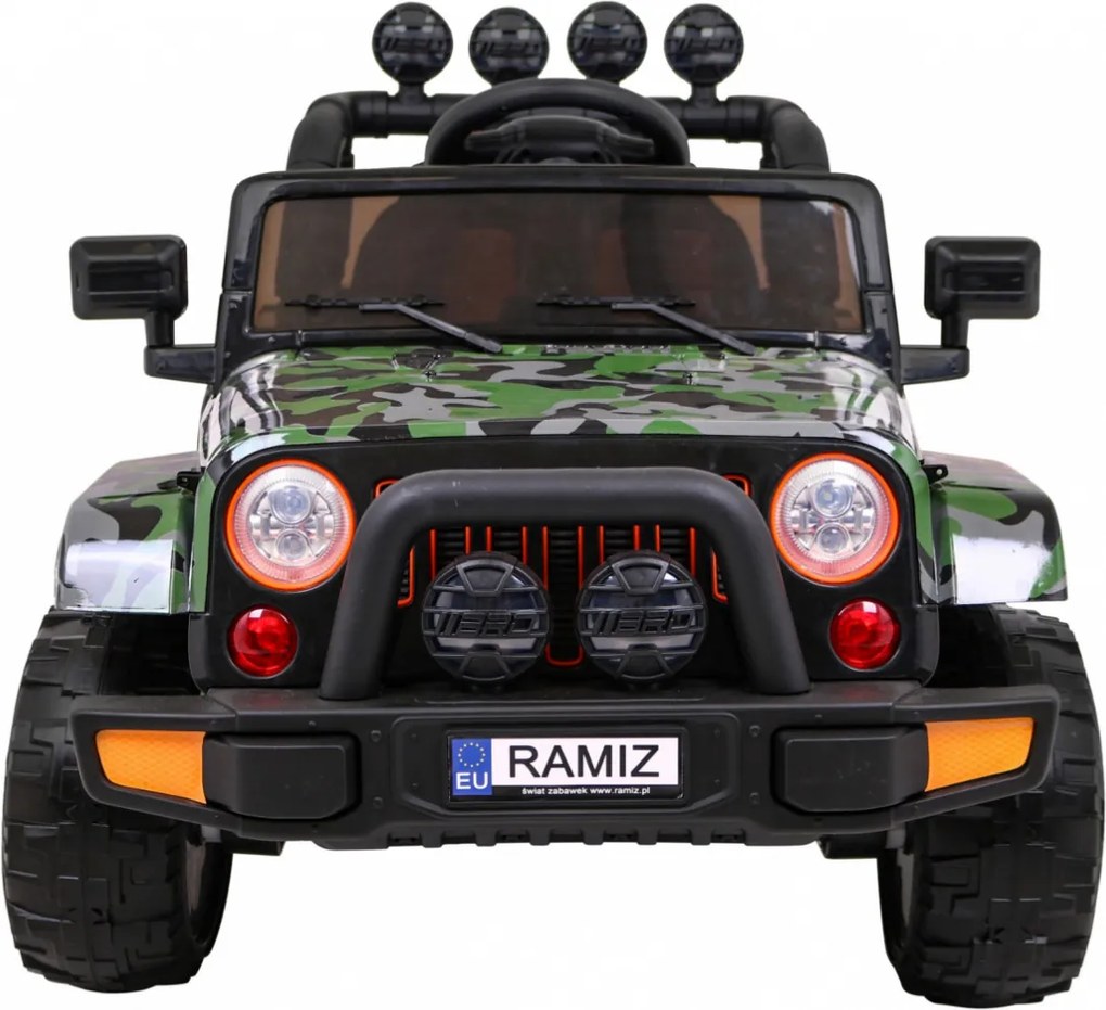 Ramiz Full Time 4WD terénne auto pre deti Moro farba + pohon 4x4 + diaľkové ovládanie + LED audio + úložný priestor