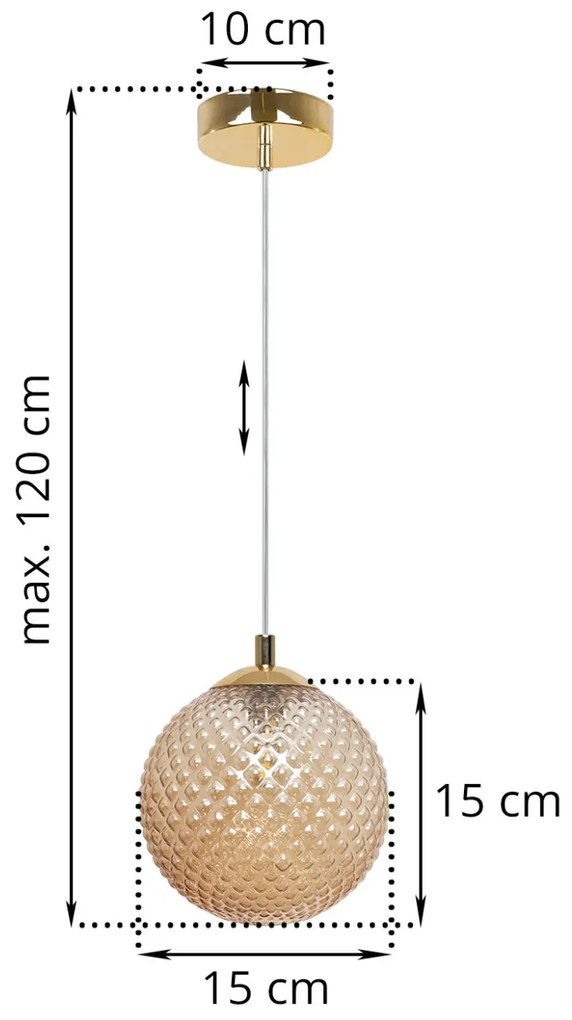 Závesne svietidlo Cannes, 1x medové sklenené tienidlo (fi 15 cm), G