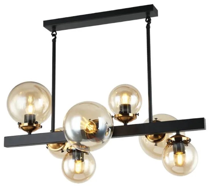 Klausen 106004 - Luster na tyči HYPERION 7xE27/7W/230V čierna/béžová