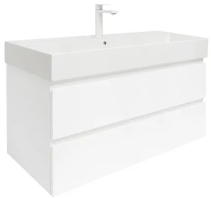 Kúpeľňová skrinka s umývadlom SAT B-Way 99x50x45 cm biela lesk BWAY2100WU2BBI