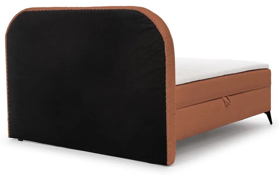 Oranžová boxspring posteľ s úložným priestorom 160x200 cm Ornes – Ropez