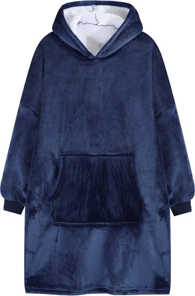 Deka s rukávmi HOODIE námornícka modrá