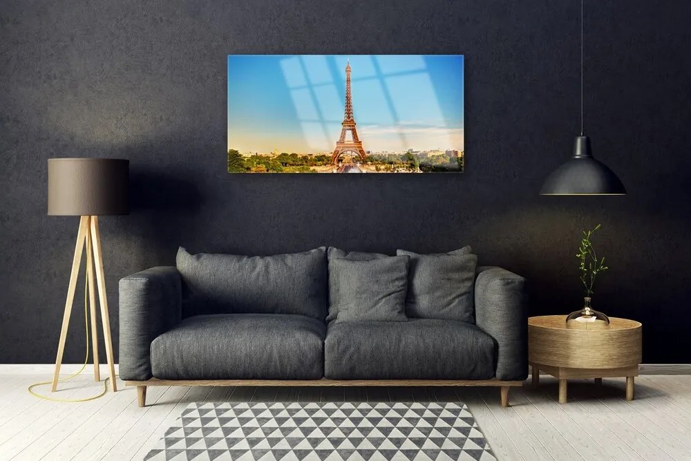 Skleneny obraz Eiffelová veža paríž 140x70 cm