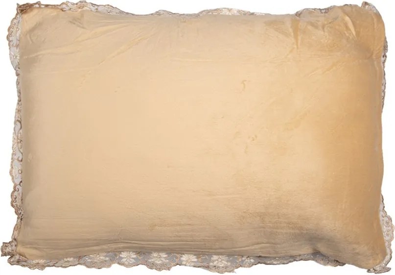 Béžový polštář s květy a krajkou Baroque - 70*50*6 cm