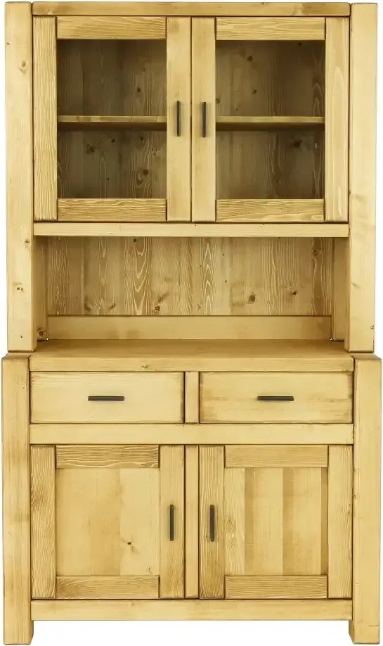 Moderný úzky drevený príborník s polvitrínou 110x50x190 cm