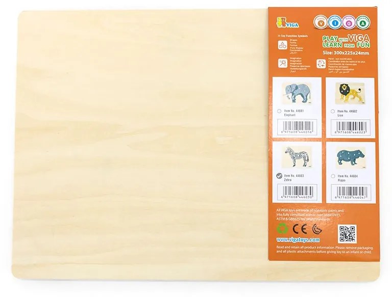 Detské drevené puzzle s úchytmi Montessori Viga Zebra