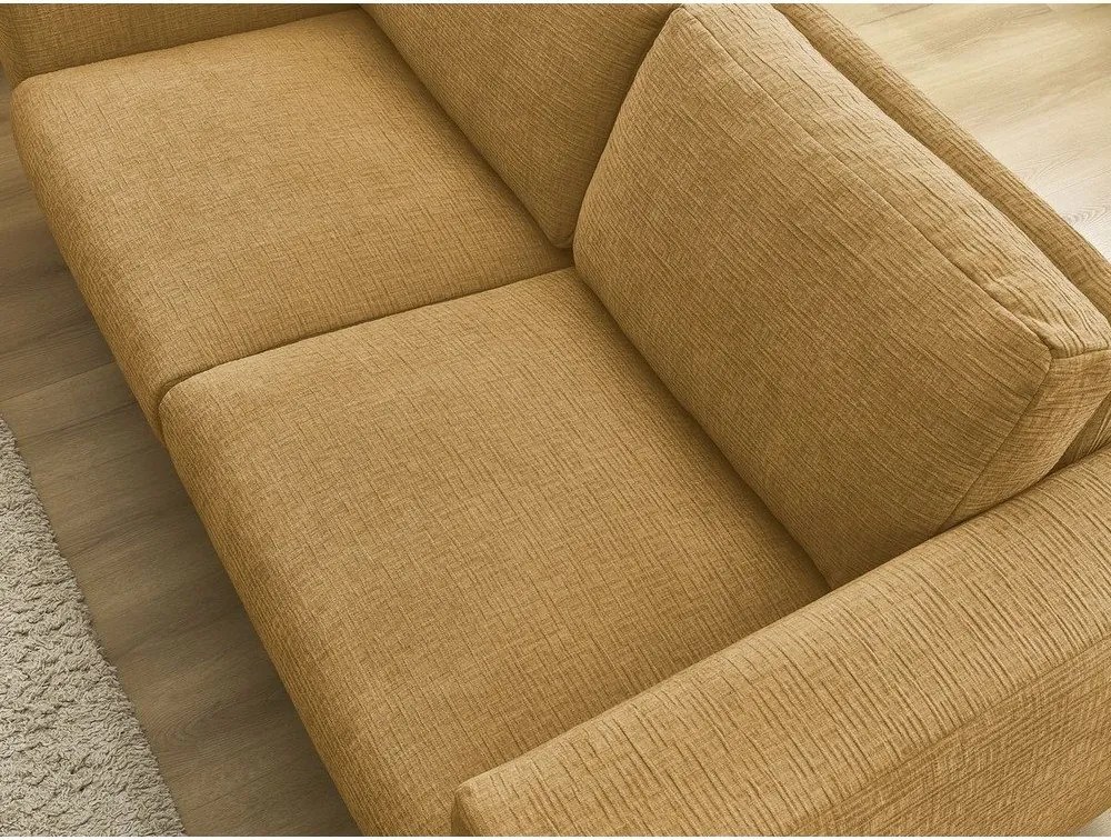 Ženilková pohovka na každodenné spanie/rozkladacia v horčicovej farbe 240 cm Hugo – Bobochic Paris