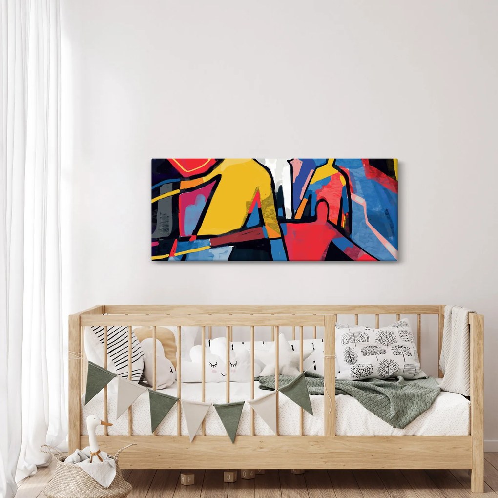 Obraz - Abstrakcia mužov (120x50 cm)