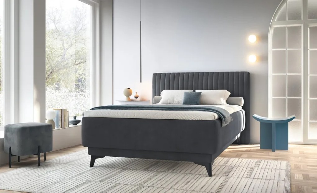 Postel Kalla 140x200 cm, tmavo šedá látka