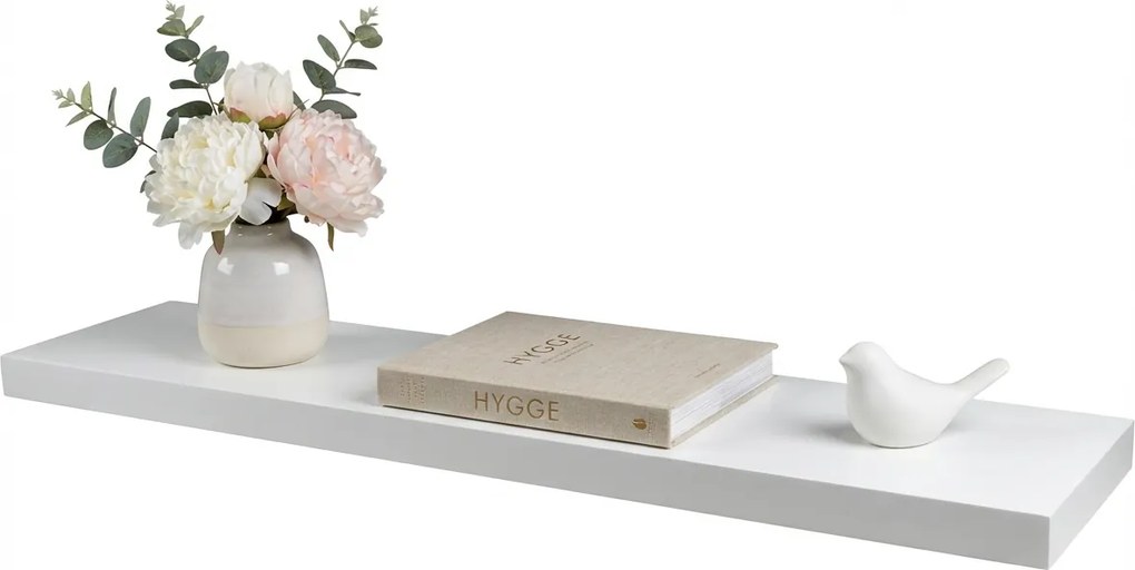 Nástenná polica SHELORA 120x23,5 cm, biela