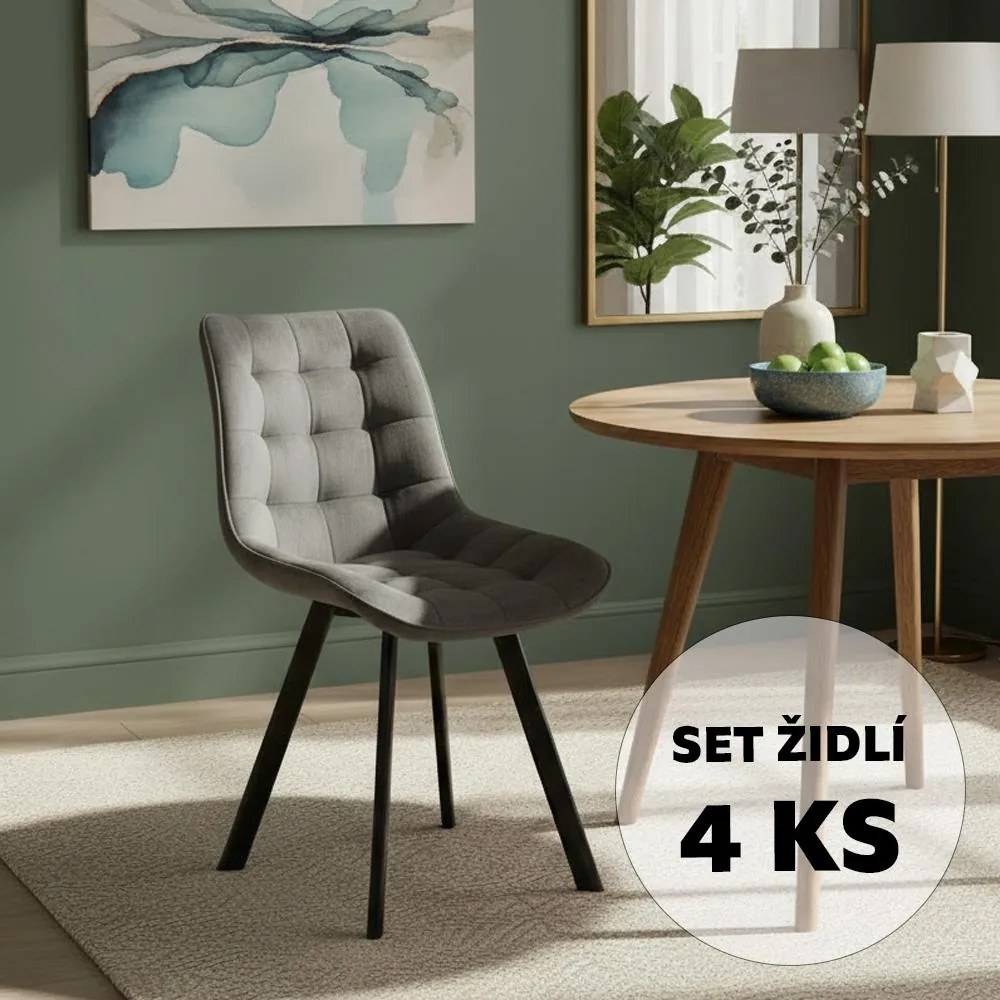 Set - 4 ks Jedálenská stolička AVENBERG NOLA, sivá
