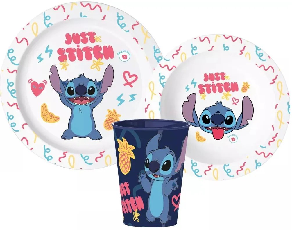 Sada plastového riadu Lilo a Stitch s kelímkom - 3 diely