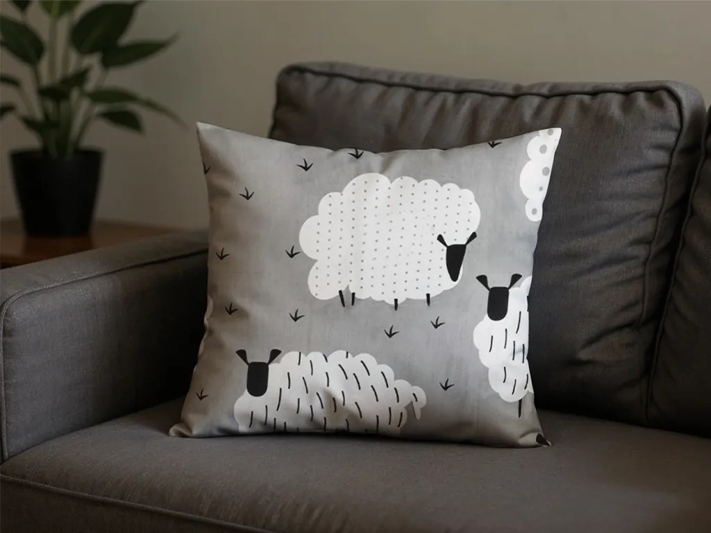 Polybavlnená obliečka na vankúš SHEEP POLY 45x45 cm, sivá