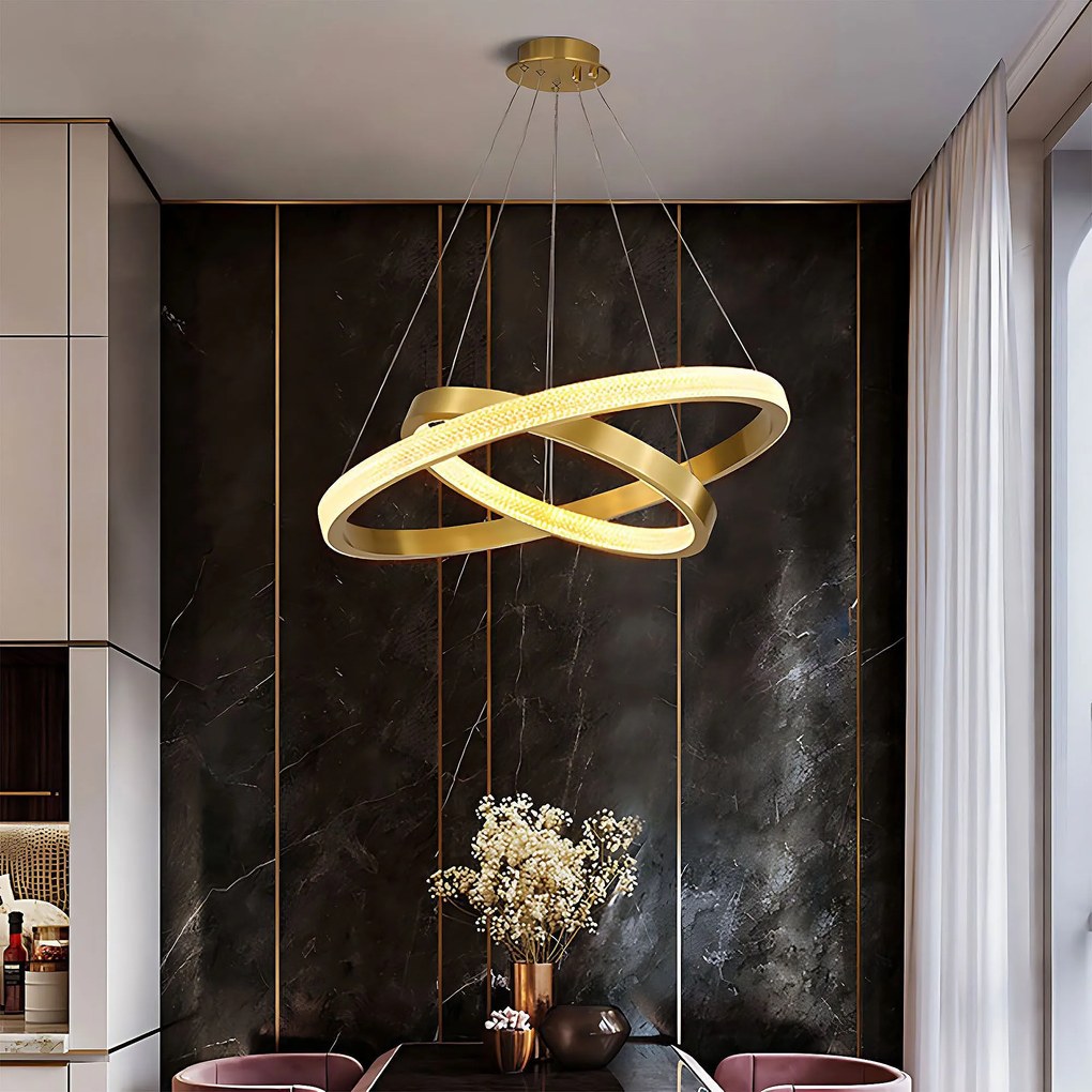 Toolight Toolight, LED stropné svietidlo 60cm, 55W, 3500lm + diaľkové ovládanie, APP1772-CP, zlatá matná, OSW-06351