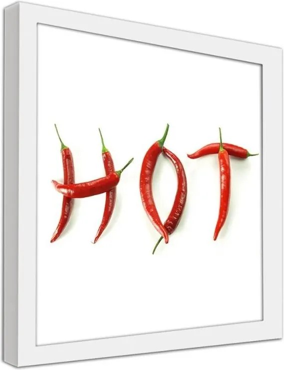 CARO Obraz v ráme - Inscription Hot Chili Peppers Biela 20x20 cm