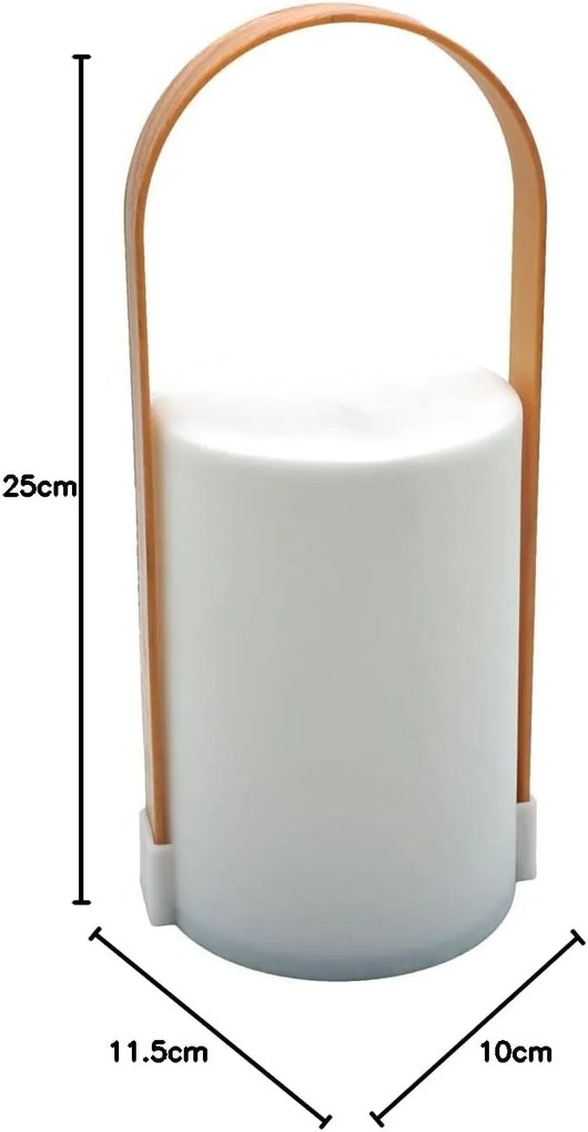 LED stolná lampa s rukoväťou LUNARI 25 cm, biela