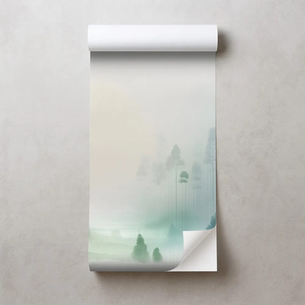 Samolepiaca fototapeta hmlistý les v pastelových tónoch