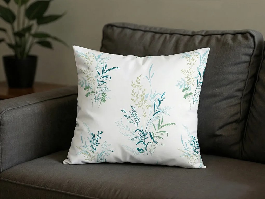 Mikroflanelová obliečka na vankúš VERDELLE 40x50 cm, bielo-zelený