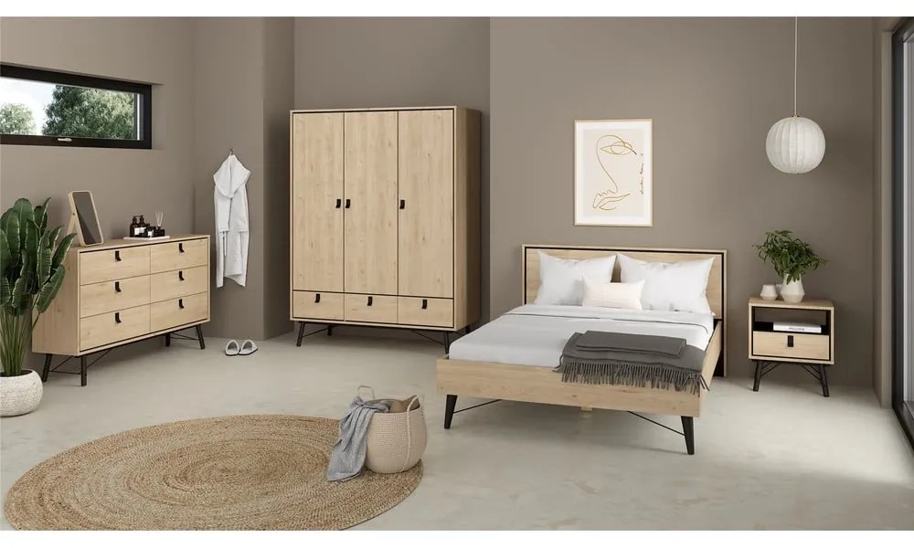 Nočný stolík v dekore duba v prírodnej farbe Ry – Tvilum